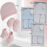 Conjunto Bebé Gorro, Manoplas y Peucos Liso Conjunto Bebé Gorro, Manoplas y Peucos Liso