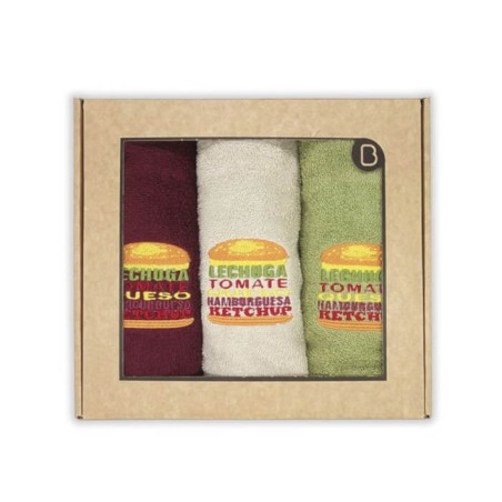 Paños de Cocina Burguer Algodón 50x50 Pack 3