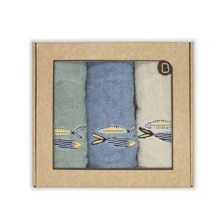 Paños de Cocina Peces Algodón 50x50 Pack 3