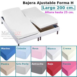 Sábana Bajera Lisa Cama Articulada Gemelar Forma H Largo 200 cm y altura hasta 25 cm Royal en 10 colores