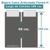 Medidas Sábana Bajera Lisa Cama Articulada Gemelar Forma H Largo 180 cm y altura hasta 30 cm Royal   	Medidas Sábana Bajera Lisa Cama Articulada Gemelar Forma H Largo 180 cm y altura hasta 30 cm Royal