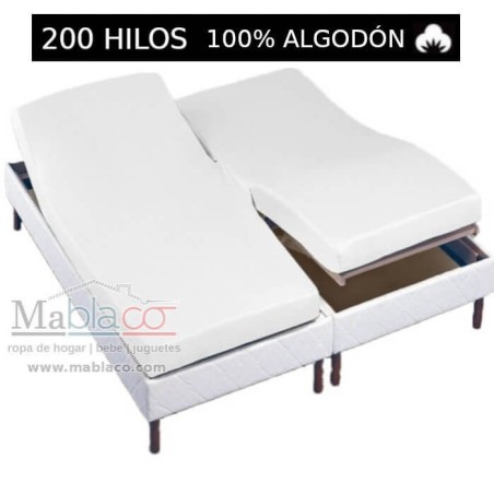 Sábana Bajera 100% Algodón 200 hilos Cama Articulada Gemelar Forma H Largo 190 cm y altura hasta 25 cm Royal 	