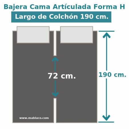  Medidas Sábana Bajera Ajustable 100% Algodón 200 hilos Cama Articulada Gemelar Forma H Largo 190 cm y altura hasta 25 cm Royal