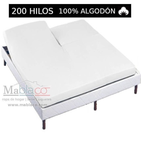 Sábana Bajera 100% Algodón 200 hilos Cama Articulada Patalón Forma V Largo 200 cm y altura hasta 25 cm Royal