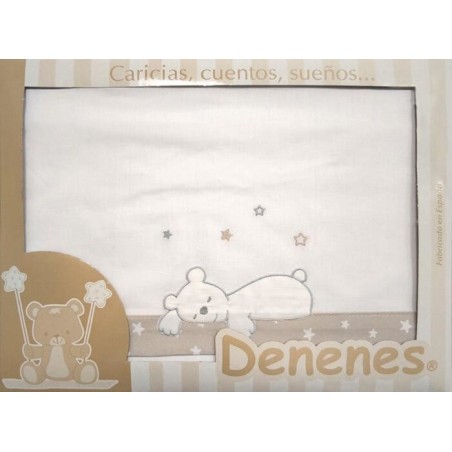 Juego Sábanas Bebé Osito Durmiendo Beige 100% Algodón