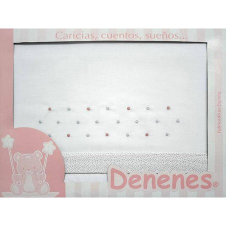 Juego Sábanas Bebé Topitos Rosa 100% Algodón