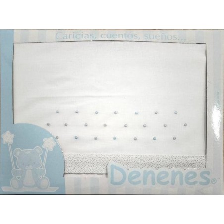 Juego Sábanas Bebé Topitos Azul 100% Algodón