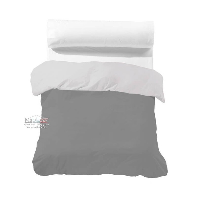  	Funda Nórdica Bicolor ANTRACITA reverso PERLA Cuna Bebé Royal 1 pieza Reversible