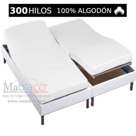 Sábana Bajera 100% Algodón Satén 300 hilos Cama Articulada Gemelar Forma H Largo 200 cm y altura hasta 30 cm Royal 	