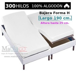 Sábana Bajera Cama Articulada 100% Algodón Satén 300 hilos Forma H Largo 190 cm y altura hasta 25 cm Royal