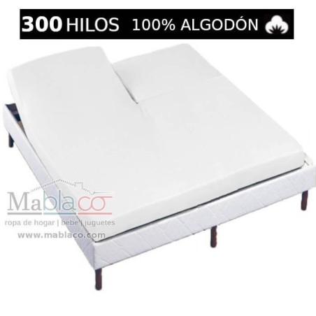 Sábana Bajera 100% Algodón Satén 300 hilos Cama Articulada Patalón Forma V Largo 200 cm y altura hasta 30 cm Royal