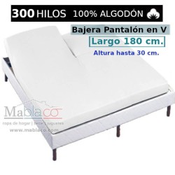 Sábana Bajera Cama Arituclada 100% Algodón Satén 300 hilos Pantalón Forma V Largo 180 cm y altura hasta 30 cm Royal
