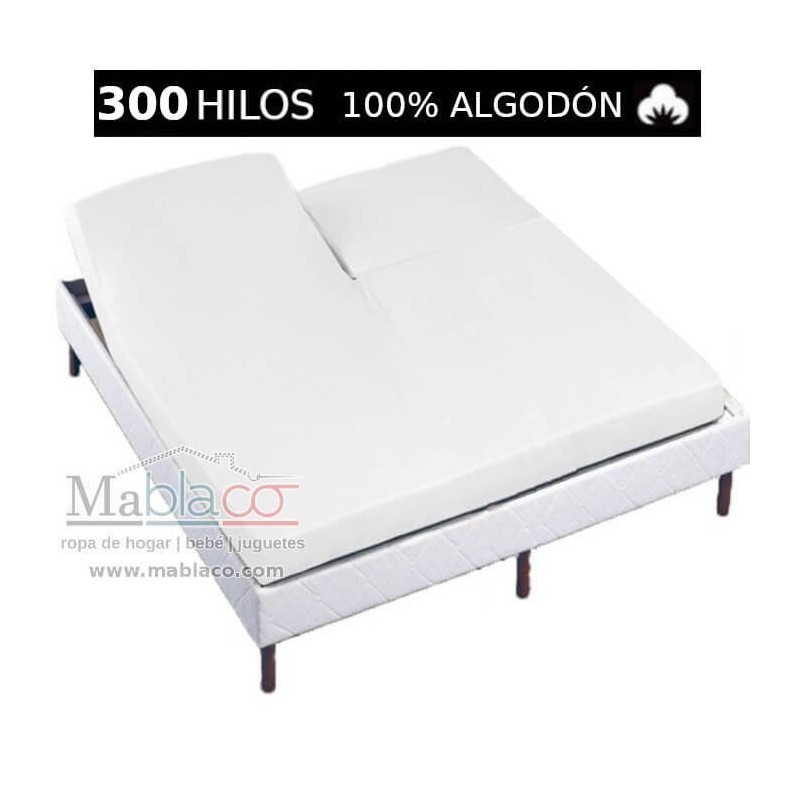 Sábana Bajera 100% Algodón Satén 300 hilos Cama Articulada Patalón Forma V Largo 180 cm y altura hasta 30 cm Royal