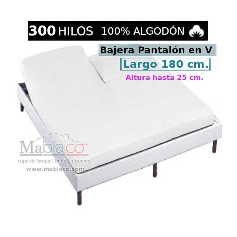 Sábana Bajera Cama Arituclada 100% Algodón Satén 300 hilos Pantalón Forma V Largo 180 cm y altura hasta 25 cm Royal  	Sábana Bajera Cama Arituclada 100% Algodón Satén 300 hilos Pantalón Forma V Largo 180 cm y altura hasta 25 cm Royal