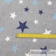 Detalle del estampadoo Saco Nórdico Cosmos Estrellas invierno Franela Algodón Royal
