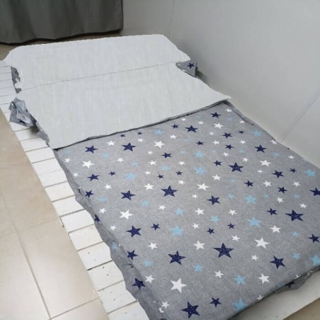 Saco Nórdico Cuna de Bebé Invierno  Franela Algodón Cosmos Estrellas Con Cremallera y Fuelle Royal