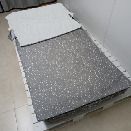  	Saco Nórdico invierno Franela Algodón Nido Gris Estrellas Royal Con Cremallera y Fuelle