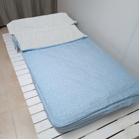 Saco Nórdico invierno Franela Algodón Nido Celeste Estrellas Royal Con Cremallera y Fuelle