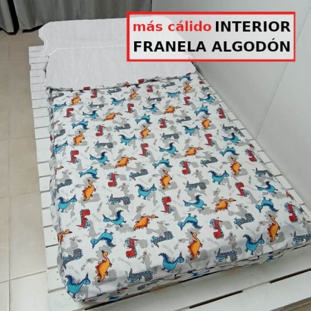  	Saco Nórdico Bebé Franela Algodón Invierno Dinosaurios Con Cremallera y Fuelle Royal 	