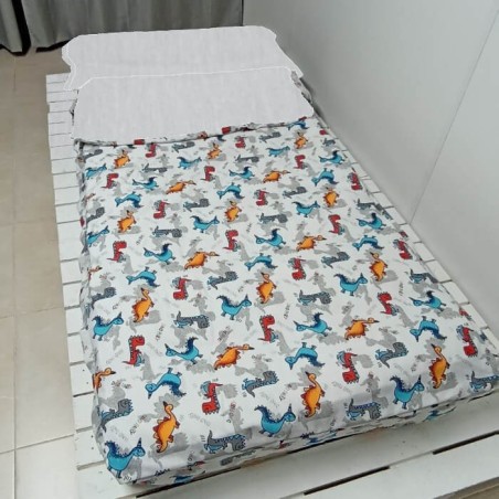 Saco Nórdico invierno Franela Algodón Dinosaurios Royal Con Cremallera y Fuelle