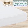 Protector Colchón Rizo Algodón Impermeable transpirable Largo Especial 220 cm Alto hasta 30 cm ROYAL