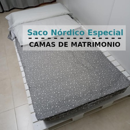 Saco Nórdico Gris Estrellas Cama de Matromonio Con Cremallera Y Fuelle Royal