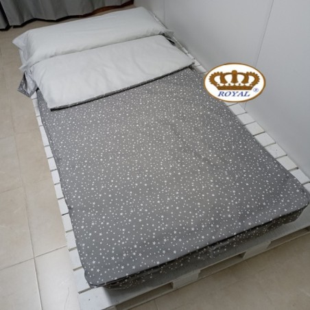 Saco Nórdico para Adultos especial Camas de Matrominio Nido Gris Estrellas Con Cremallera Royal