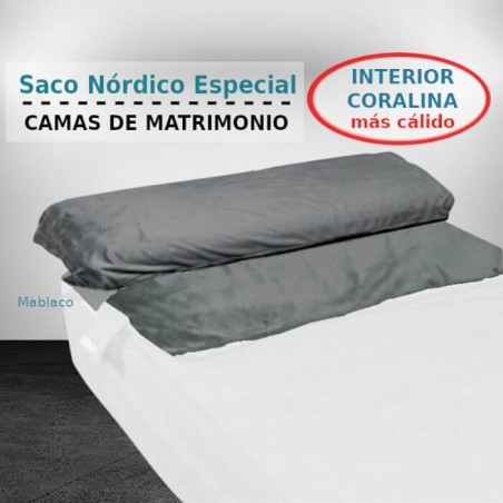  Saco Nórdico Coralina Blanco interior Gris  Royal Cama de Matromonio con Cremallera y Fuelle