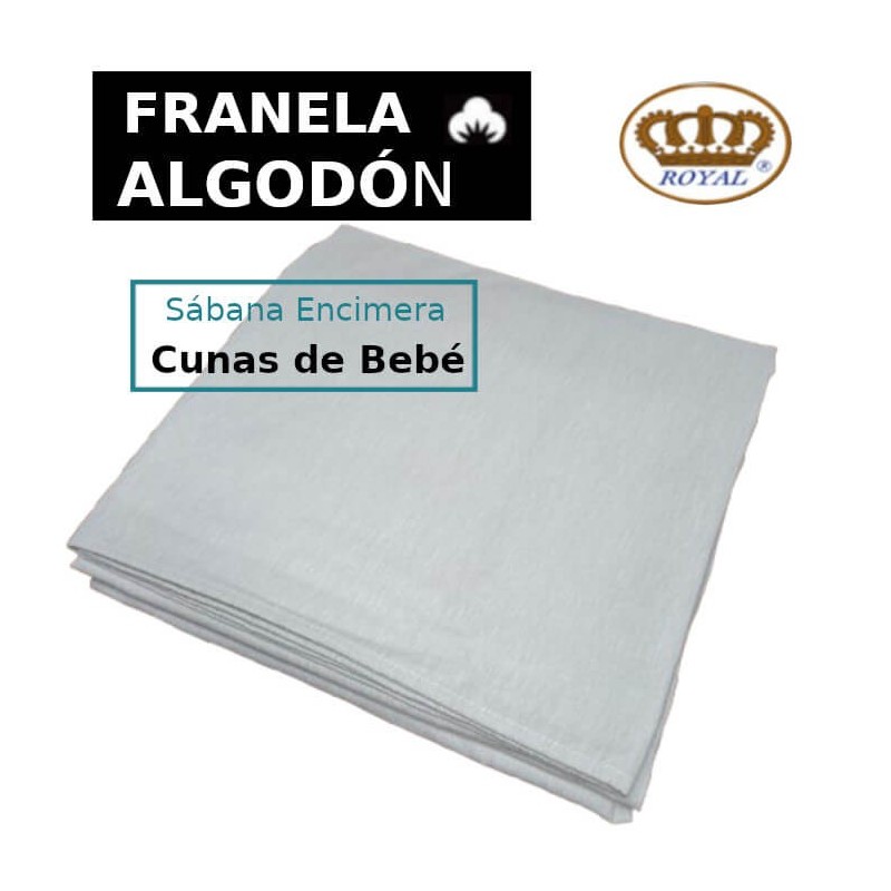 Sábana Encimera de Invierno Franela Algodón Gris Cunas de Bebé liso Royal 