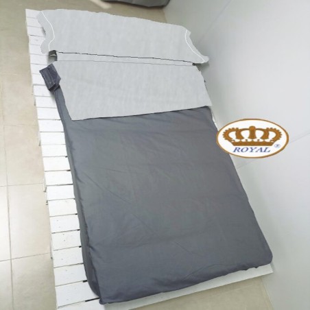 Saco Nórdico Invierno Franela Algodón Gris Liso Bicolor Antractita Royal Con Cremallera y Fuelle