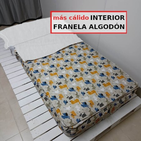  	Saco Nórdico Franela Algodón Invierno Perritos Lino digital Royal Con Cremallera y Fuelle