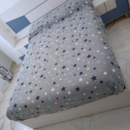 Funda Nórdica Cosmos Cuna de Bebé Estrellas Royal Reversible 1 pieza Remetido la parte inferior y extendida