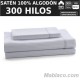 Juego de Sábanas Listado Blanco Satén 300 hilos 100% Algodón Estelia