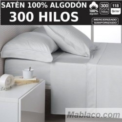 Juego de Sábanas Listado Perla Satén 300 hilos 100% Algodón Estelia