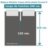  Medidas Sábana Bajera Lisa Cama Articulada Pantalón Forma V Largo 200 cm y altura hasta 30 cm Royal