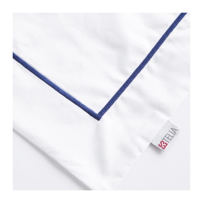 Funda de Cojín Zahora 200 hilos 100% Algodón Blanco-Azul