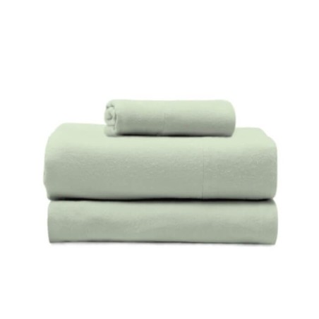Juego de Sábanas Franela de Algodón Lisa Verde Estelia