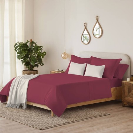 Juego de Sábanas Liso Granate Serena