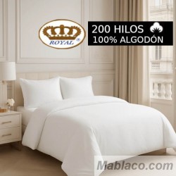Funda Nórdica 100% Algodón 200 hilos Blanca Lisa Royal 1 pieza