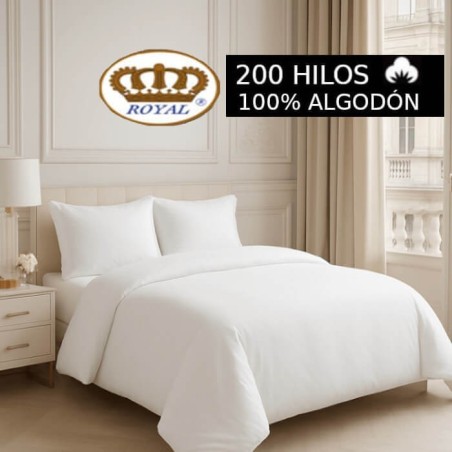 Funda Nórdica 100% Algodón 200 hilos Blanca Lisa Royal 1 pieza