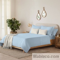 Juego de Sábanas Liso Azul Serena
