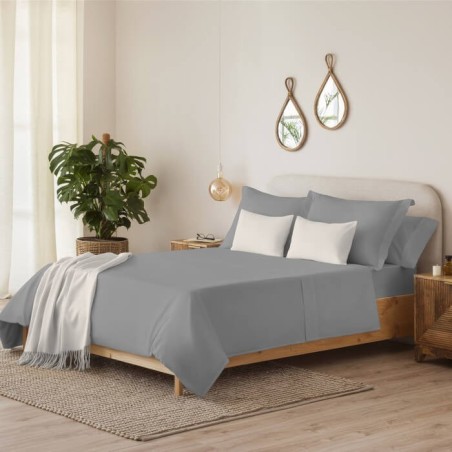 Juego de Sábanas Liso Gris Serena