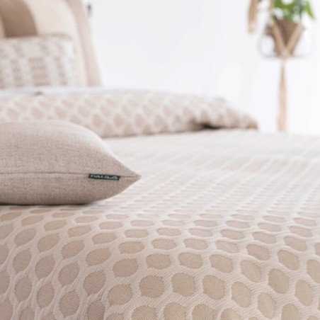 Colcha Jacquard Reversible Caños Beige