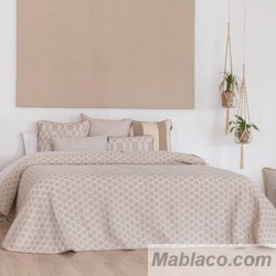 Colcha Jacquard Reversible Caños Beige