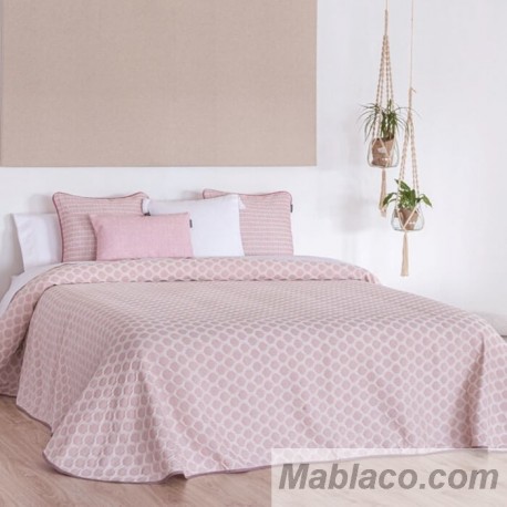 Colcha Jacquard Reversible Caños Rosa