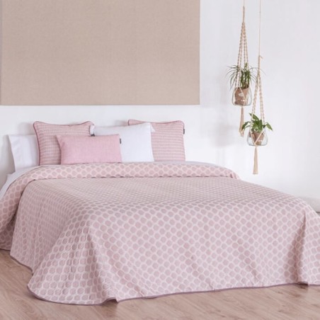 Colcha Jacquard Reversible Caños Rosa