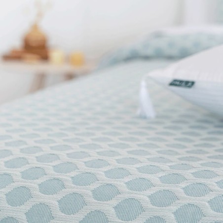 Colcha Jacquard Reversible Caños Turquesa