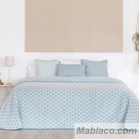 Colcha Jacquard Reversible Caños Turquesa
