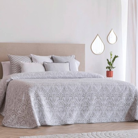 Colcha Jacquard Reversible Muxia Gris
