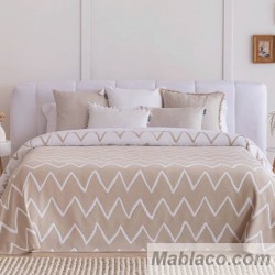 Colcha Jacquard Reversible Palos Beige Confecciones Paula